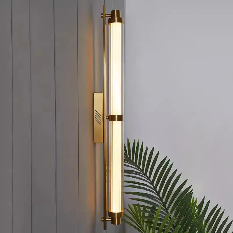 

Long glass wall lamp, living room, homestay, guest room, bedroom, caf é, restaurant, minimalist postmodern LED long wall lamp