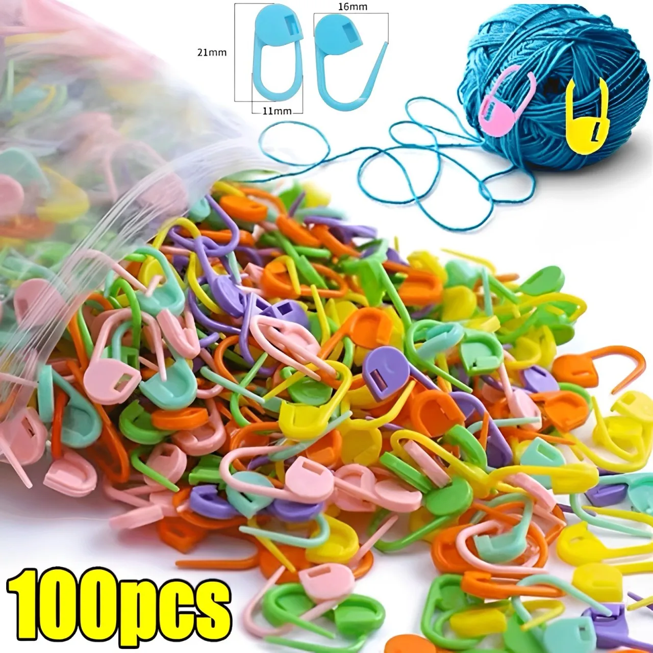 

100/50Pcs Mix Color Plastic Resin Small Clips Locking Stitch Markers Crochet Latch Knitting Tools Needle Clip Hook Sewing Pins