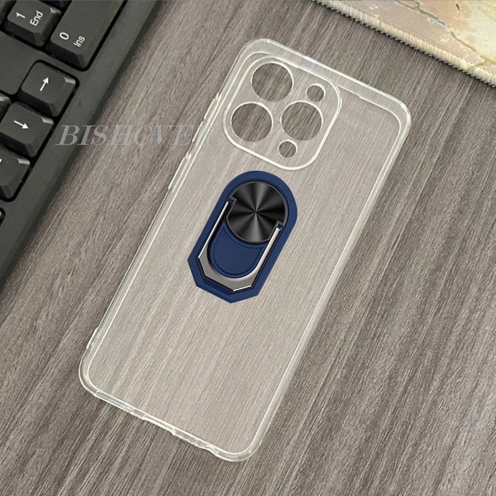 Enhanced Protective Phone Case with Ring Holder Bracket - Soft Silicone TPU Cover, 6.7