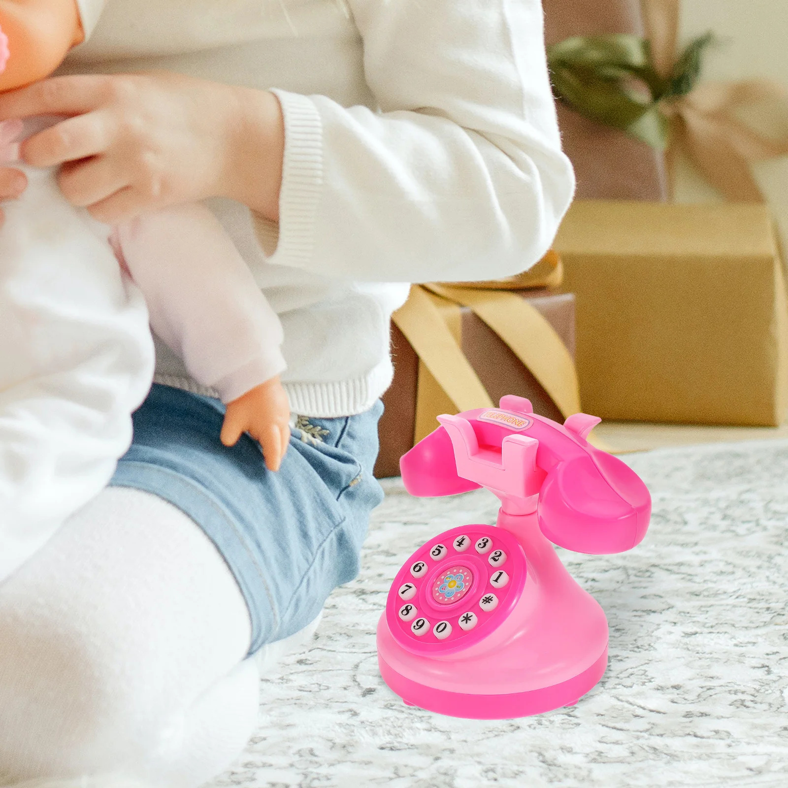Mini Telephone Toy Miniature for Kids Boys Fake Old School Plastic Fashioned Toddler Phones Pretend