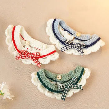 귀여운 애완 동물 고양이 침 수건, 손으로 짠 조절 가능한 새끼 고양이 강아지 나비 매듭 칼라, 애완 고양이 장식 칼라, 새끼 고양이 액세서리