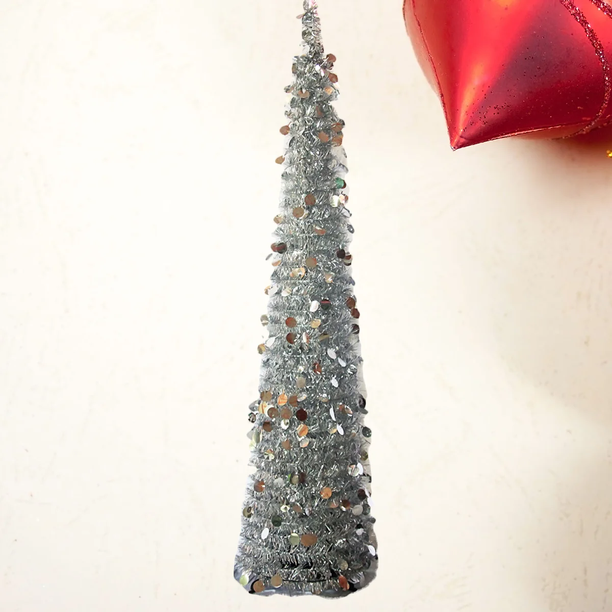 

1 шт. 150 см пластиковая складная телескопическая Рождественская елка, Рождественская вечеринка, домашний декор (серебристый)
