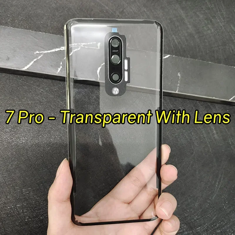 Clear Glass Back Cover For Oneplus 7 7T Pro Battery Door