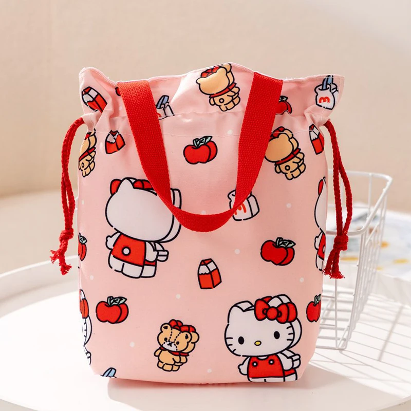 

Hello Kitty Y2K Canvas Storage Bag Sanrio Kawaii Anime Kuromi My Melody Thickened Hand Drawstring Pocket Bag Portable Kid Gift