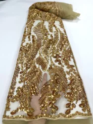 Luxury Hand Beaded Lace Fabric Bridal Lace High Quality African Lace For Wedding Dress Sew French Tulle Net Sequin Fabric JY-260