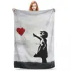 Banksy Girl With Heart Balloon Graffiti Blanket Flannel Breathable Throw Blankets Throw Blanket For Home Travel Throws Bedspread 1