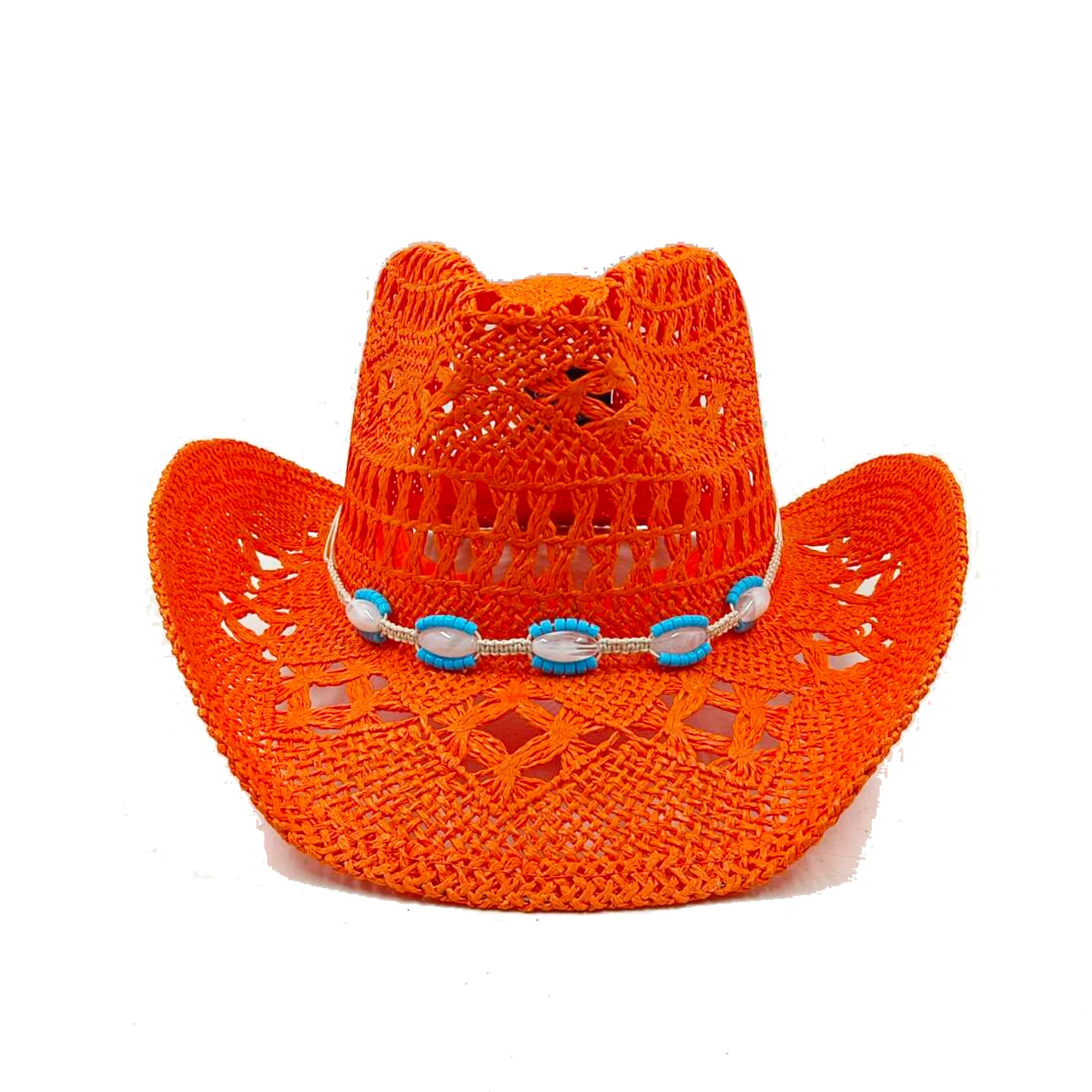 New color western cowboy hat men and women jazz cowboy straw hat summer paper straw beach sun protection