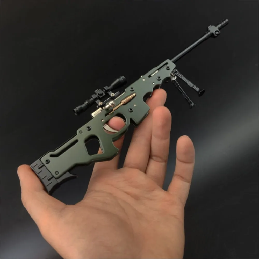 

Mini AWM Gun Models Battlegrounds PUBG Gun Collection Alloy Pull Bolt Rubber Gun Sniper Miniature Model Ornament Toy