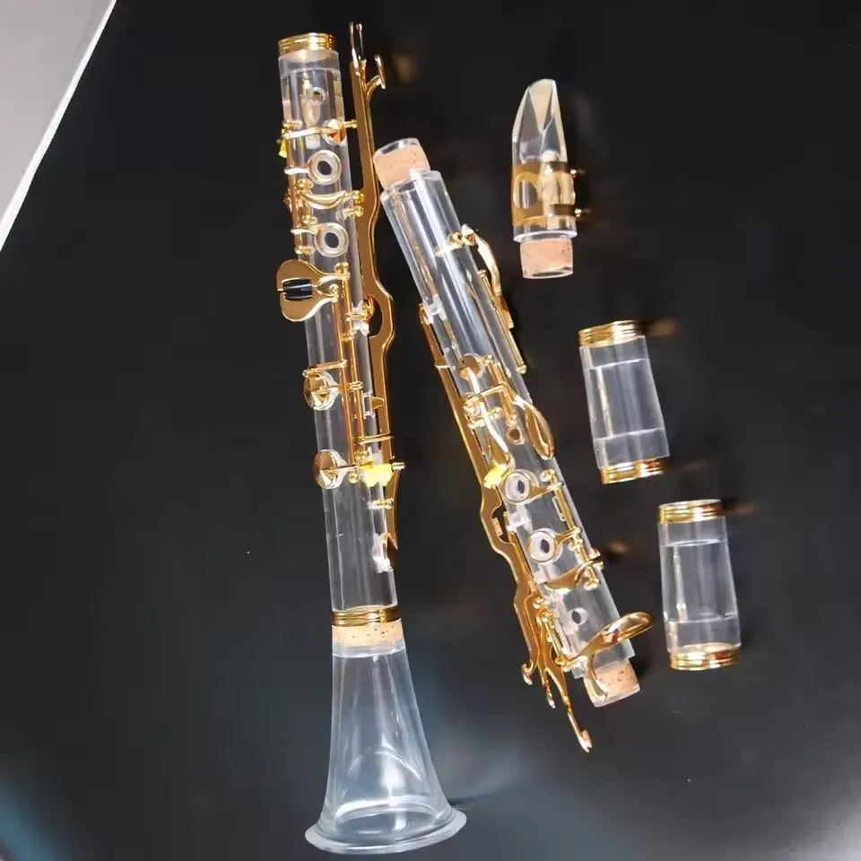 Transparent acrylic tube body system klarinette 18Keys G Clarinet gold-plated 18keys