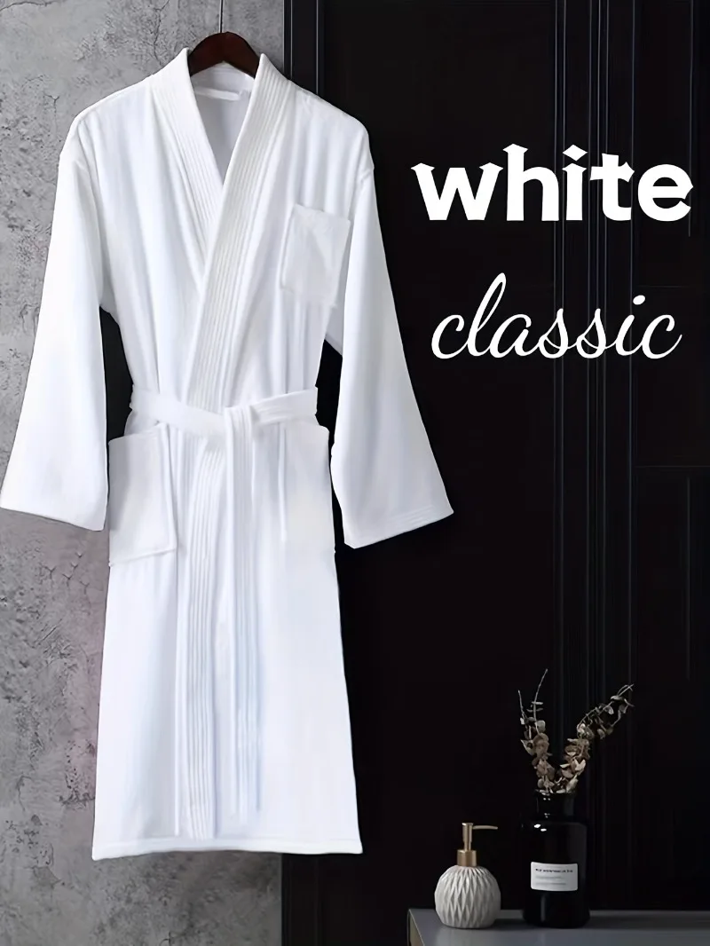 Hotel Bathrobe 100% Cotton Terry Brushed Heavyweight - Absorbent Waffle Kimono Robe for Spa Resort New Wearable Design