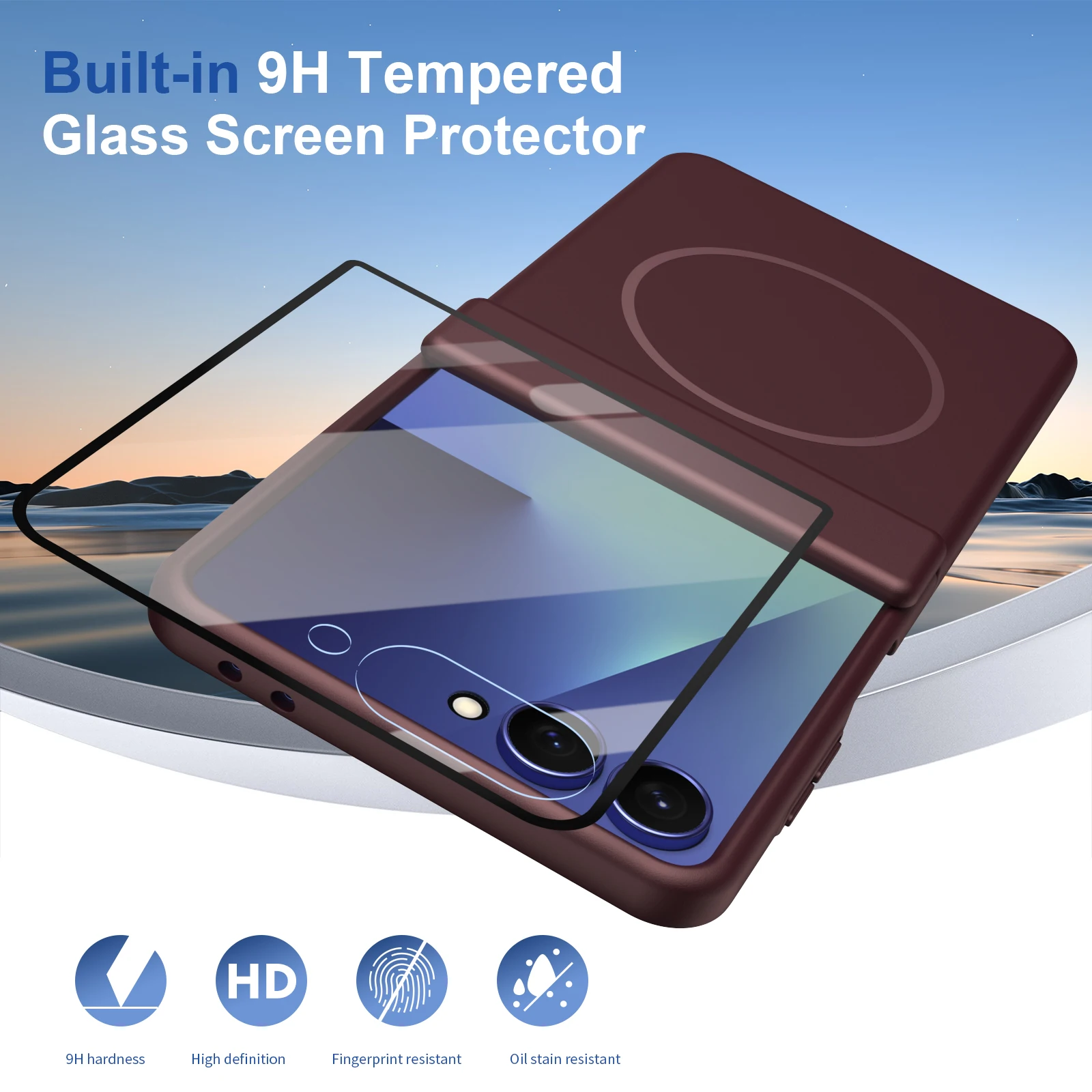 Enhanced Full-Body Magnetic Case with Glass Screen Protector, Shockproof & Drop-Proof Design