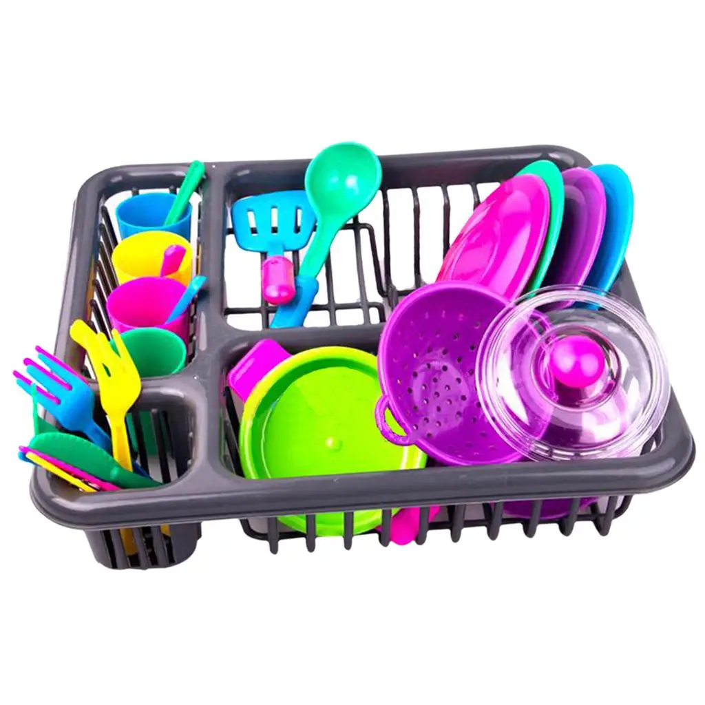 28pcs Children Role Toys Kitchen Cooking Tableware Education