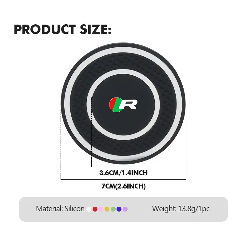 2pcs Silicone Car Cup Holder Anti Slip Insert Coasters Pads For Jaguar S-Type F-Type X-Type F-Pace I-Pace E-Pace XFR XKR 6