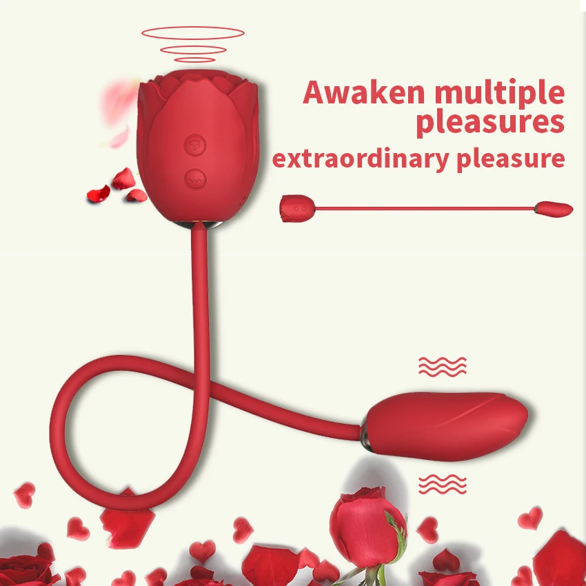 Rosen-doppel-vibrator Mit Saugfunktion Für Klitoris Und G-punkt_voghion.com