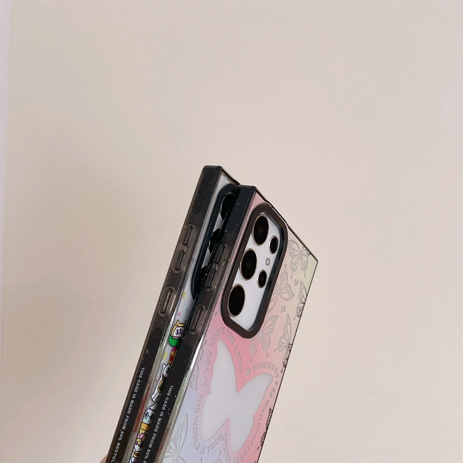 Colorful Hearts Cat Acrylic Black Border Case for Samsung Galaxy S22 S23 S24 Ultra S22+ S23+ S24 Plus Cover Protective Case