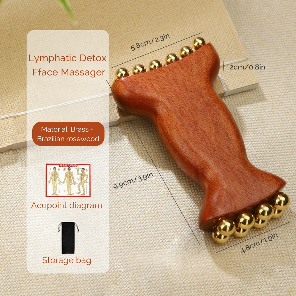 Lymphatic Detox Face Massager Chinese Beauty Fades Wrinkles Face Line Eyes Natural Copper Wood Beauty Tool Radiant Skin Savior