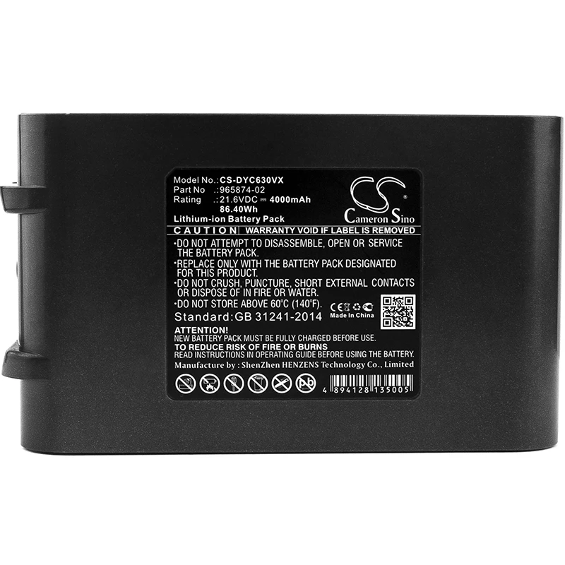 

Cameron Sino 4000mAh Battery for Dyson Absolute, DC58, DC61, DC62, DC72, DC74, V6 total clean, SV03, V7, V8, SV04,SV05,SV06,SV09