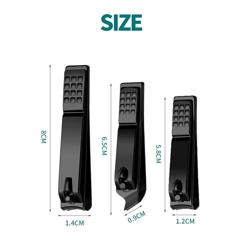 3 Pcs Box Black Stainless Nail Clippers Kit for Ingrown Hard Nail Trimmer Art Design Neccesaries Tool for Beauty Salon