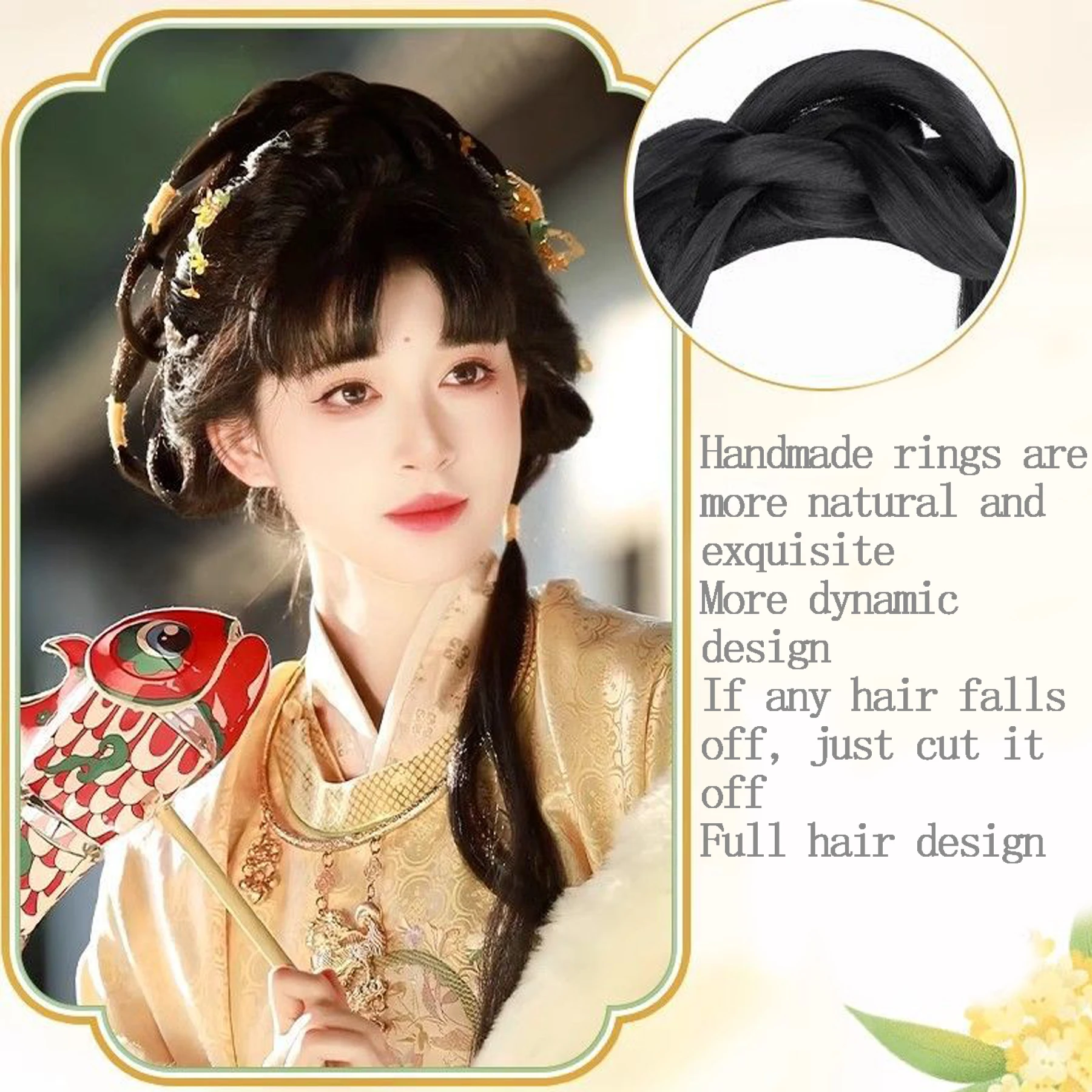 Synthesis Hanfu Ancient Costume Wig Bag Lazy One-Piece Headband Ancient Style Coiled Hair Bun Ming-made Tang Style Headdress