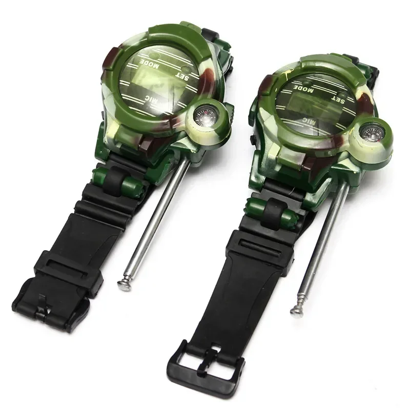 [Funny] 2Pcs/set Outdoor walkie camouflage interphone watch toy family play game electric intercom strong range clock toy gift 6
