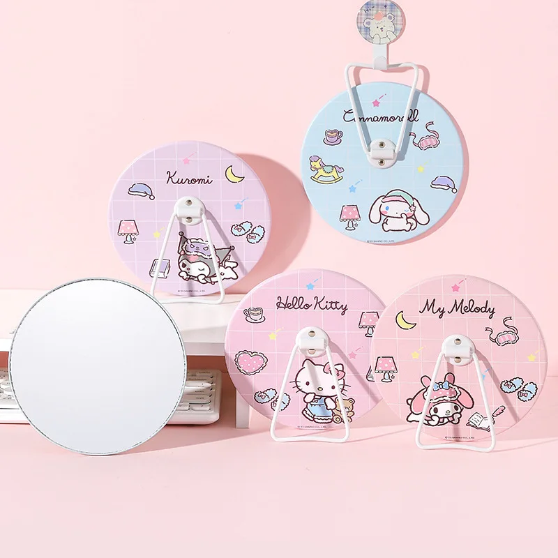 

Kawaii Sanrio Anime My Melody Pompompurin Pochacco Cute Cartoon PU Cosmetic Mirror Sweet Paper Table Mirror Girly Heart