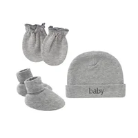 Newborn Hat+Gloves+Socks Set for Baby Boy&Girl Cotton Fall Casual Photography Props Soft Headwear Infant Nightcap Fashion 1