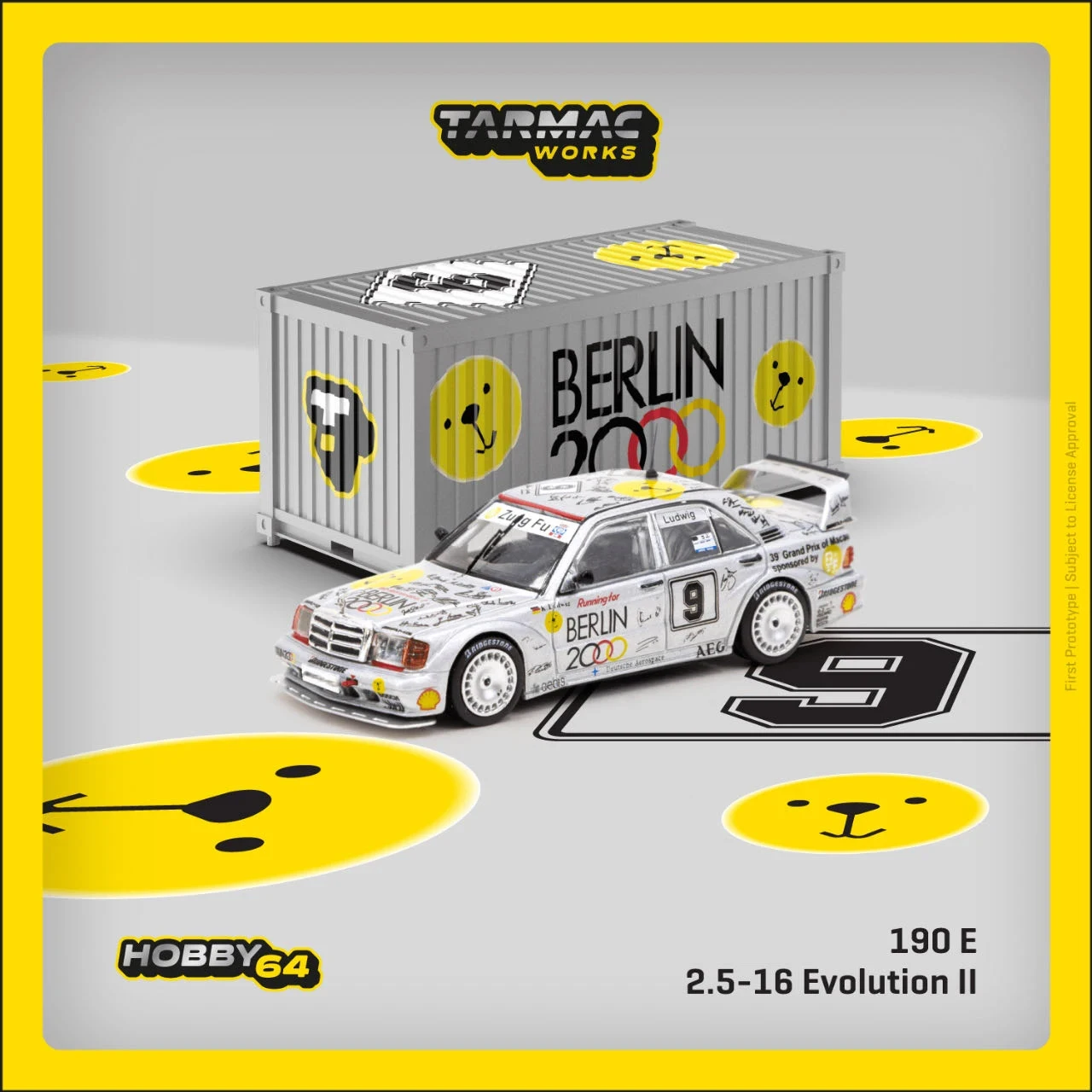 

TW In Stock 1:64 190E 2.5-16 Evo II Berlin Bear Container Diecast Diorama Car Model Collection Miniature Carros Tarmac Works