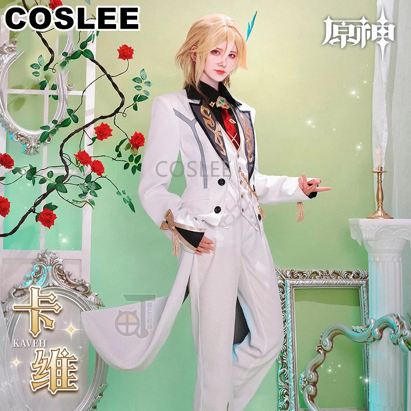 

COSLEE Kaveh Genshin Impact Cosplay Costume White Game Suit Noble Handsome Uniform Role Play Halloween Party Outfit Men New2023