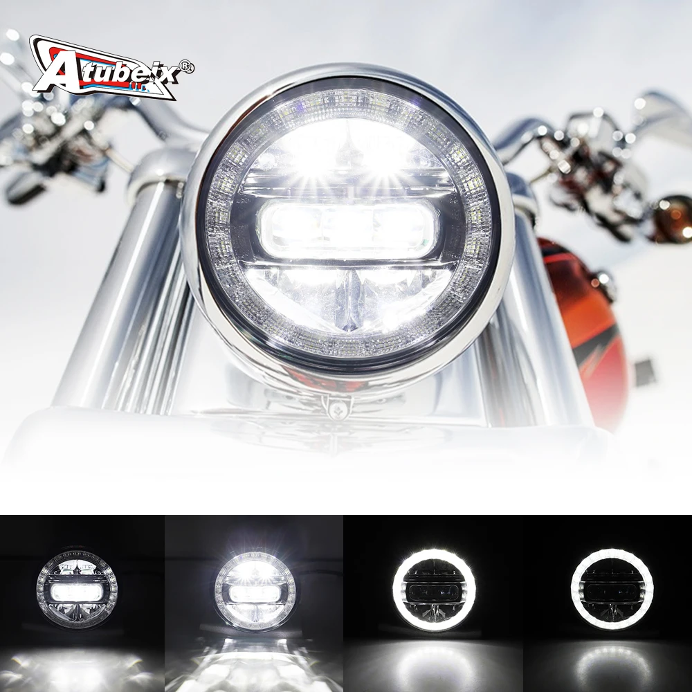 5.75 Inch Motorcycle LED Headlight 5 3/4" DRL Position Light with DOT E