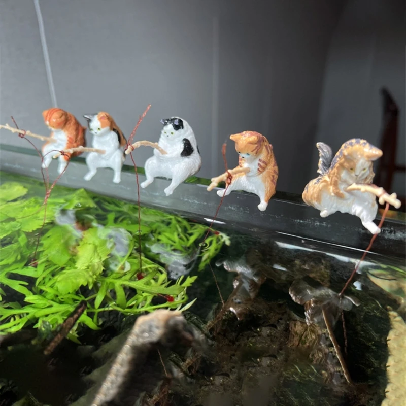 Title 2, Mini Aquarium Fishing Cat Ornament Aquarium Fis...