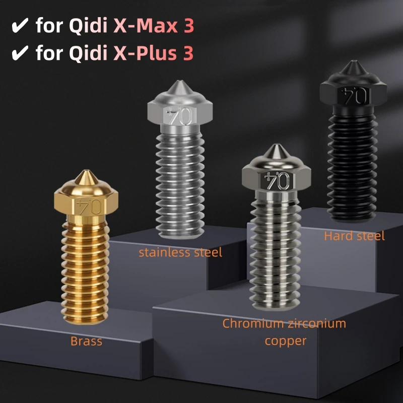 

For Qidi X-max 3/ X-plus 3 Nozzle Brass Hardened Stainless Steel 0.4mm Nozzles For X Max3 Plus3 3D Printer Parts