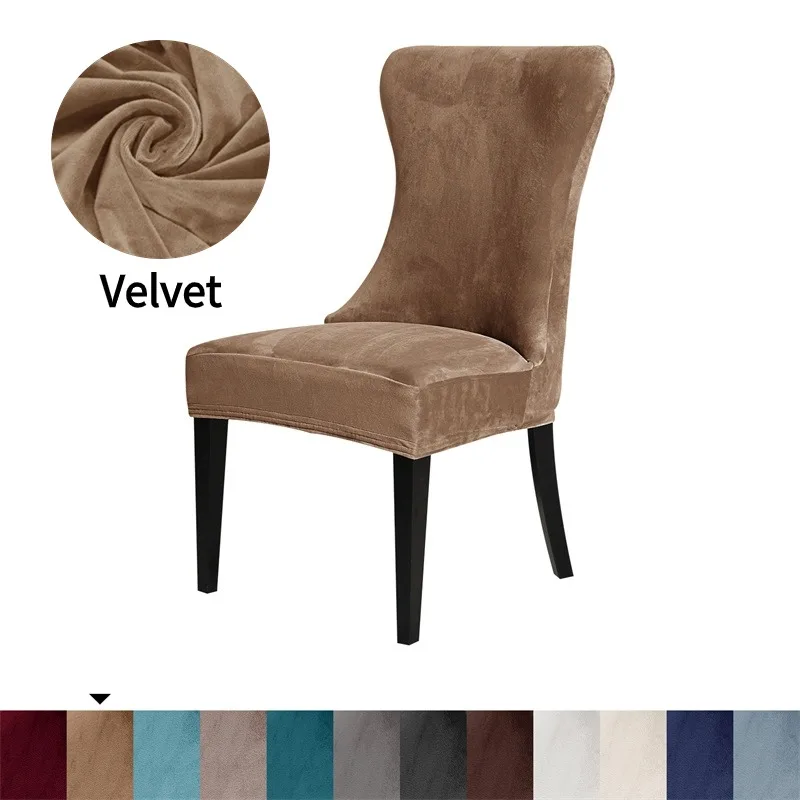 

6Pcs/Set Soft Velvet Chair Covers Elastic Non Slip Chair Slipcover Stretch Spandex Dining Seat Cover for Kitchen Living Room