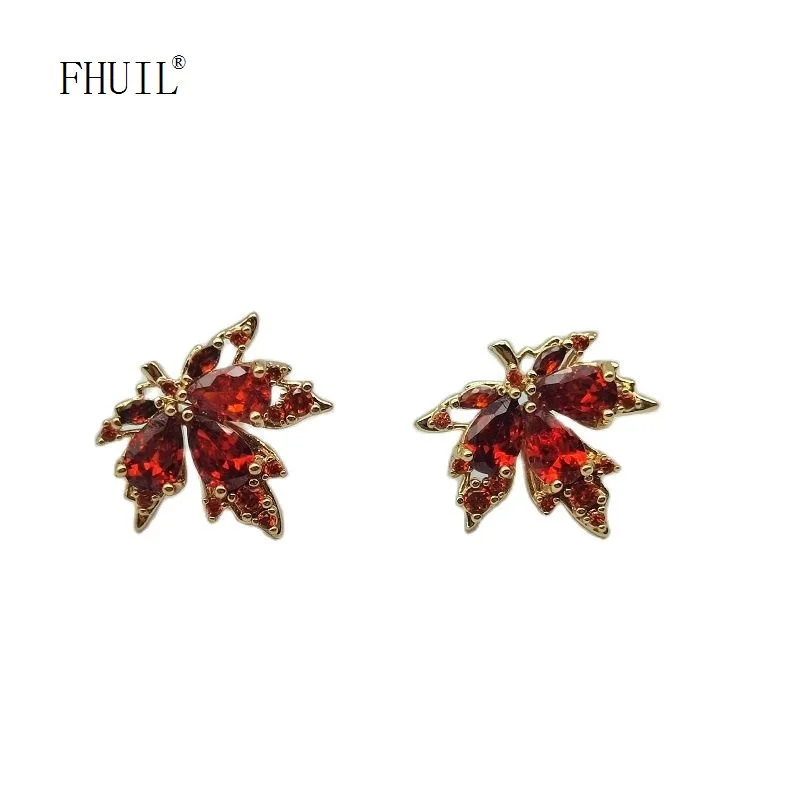 

New In Earrings For Women Luxury Trend 2023 Maple Leaves Stud Earring Gold Plated Ear Piercing Fine Jewelry Girls Accessories
