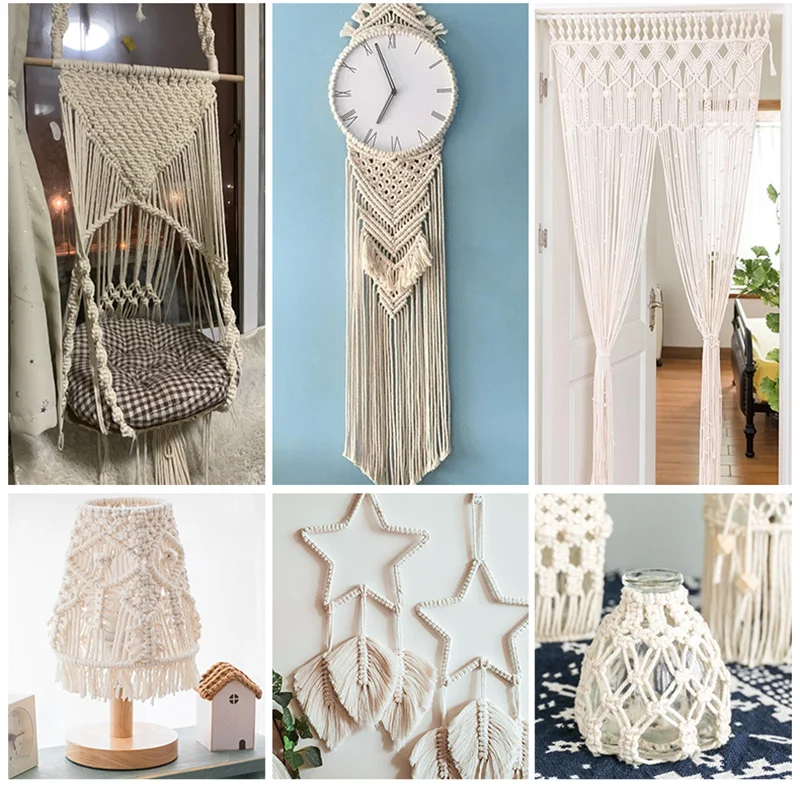 Hand Cut Macrame Cotton Cord Jute Rope Twisted Twine String 1/2/3/4/5/6/8/10mm for DIY Crafts Home Wedding Party Decoration