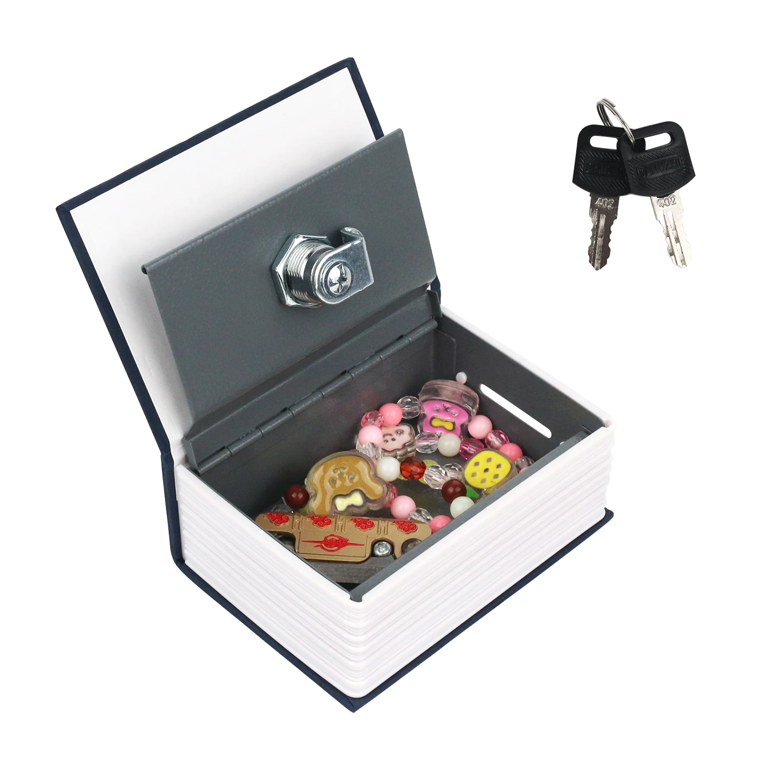 Mini simulation book safe with lock, children's piggy bank, desktop storage box with lock, paper currency and gold coin storage 5