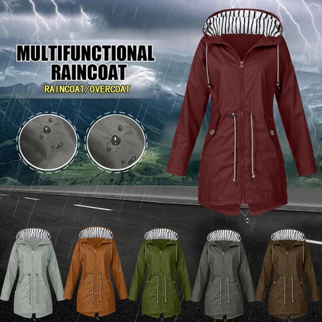 Chubasquero impermeable y transpirable para mujer, chaqueta ligera con  capucha para exteriores, primavera y otoño, senderismo y ciclismo, 5XL