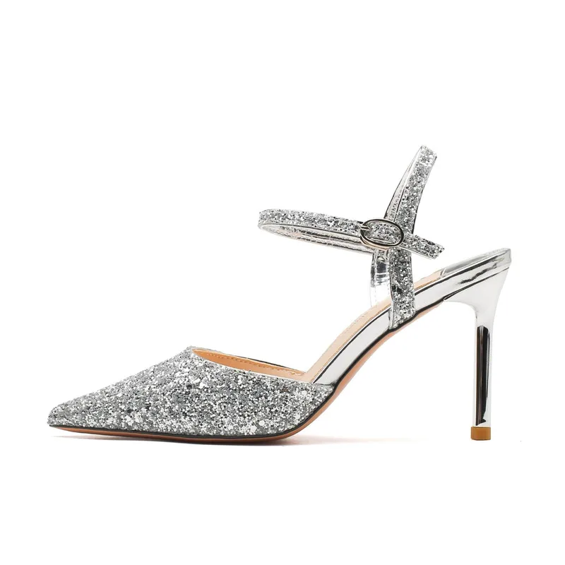 2024 Neues Pailletten-Stirnband, hinten leere High Heels, Sandalen, zwei Tragen, High Heels, High Heels, Eleganz, Pendeln, professionelles Bankett_voghion.com