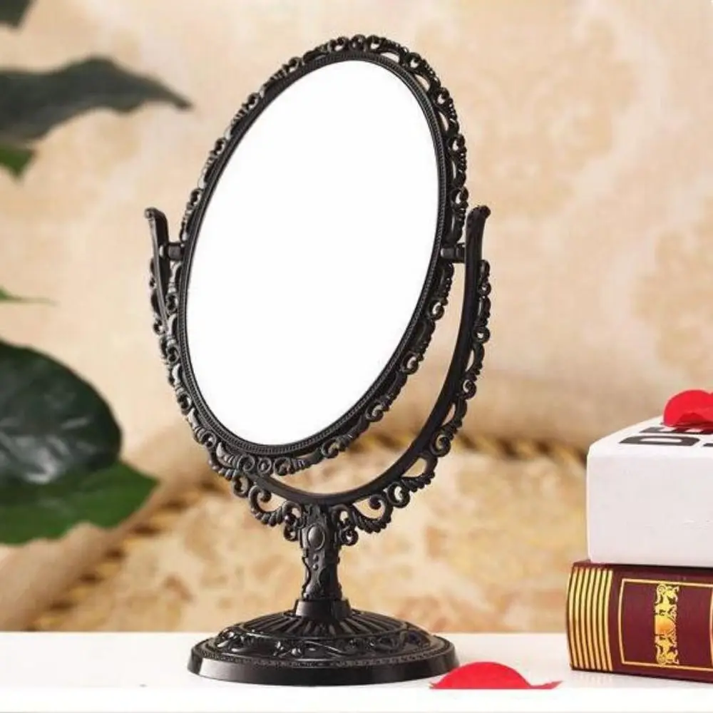 High Definition Black Butterfly Dressing Mirror Rotatable European Style Rotation Makeup Mirror Rose Stand Desktop Makeup