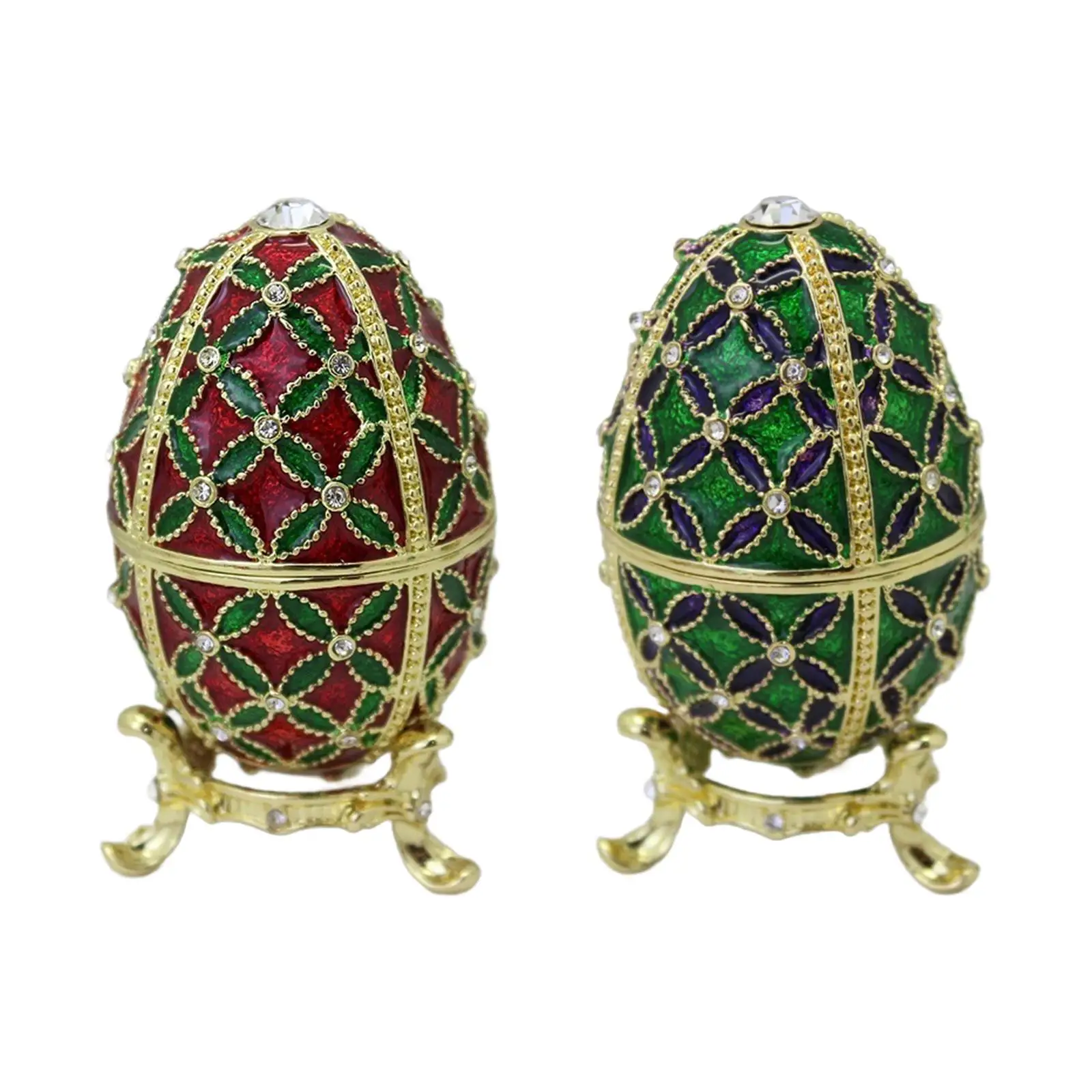 Easter Egg Shape Enameled Trinket Box Decoration Handcrafts Figure Crafts Spring Rings Faberge Egg Jewelry Organizer