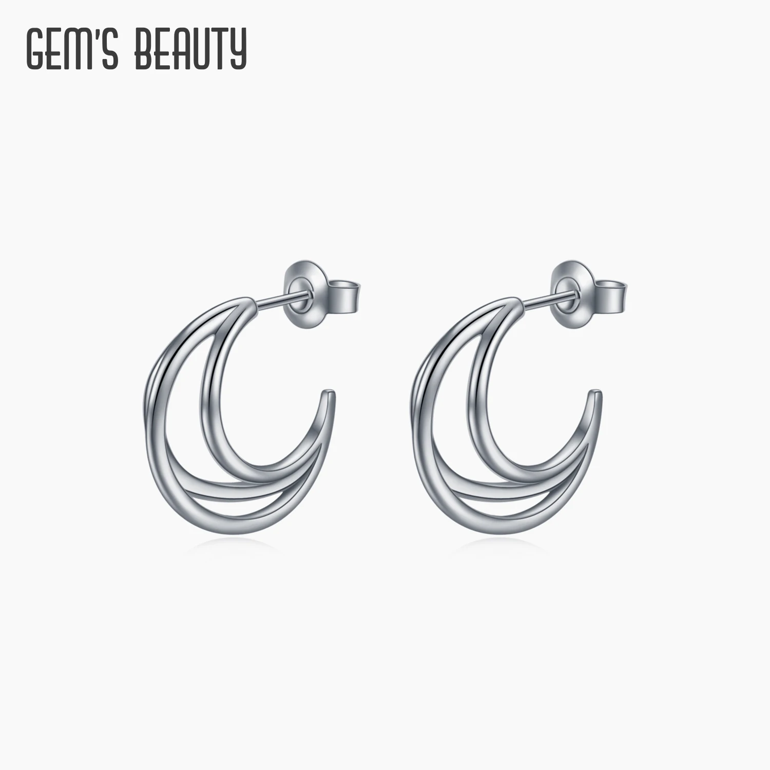 

GEM'S BEAUTY Dinny 925 Sterling Silver Twisted Open Hoop Earrings Triple Wire Interwoven Hoop Earrings For Women Fine Jewelry