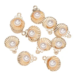 Set of 10 Seashell and Starfish Charms for DIY Jewelry Crafting and Accessory Making (Gold)