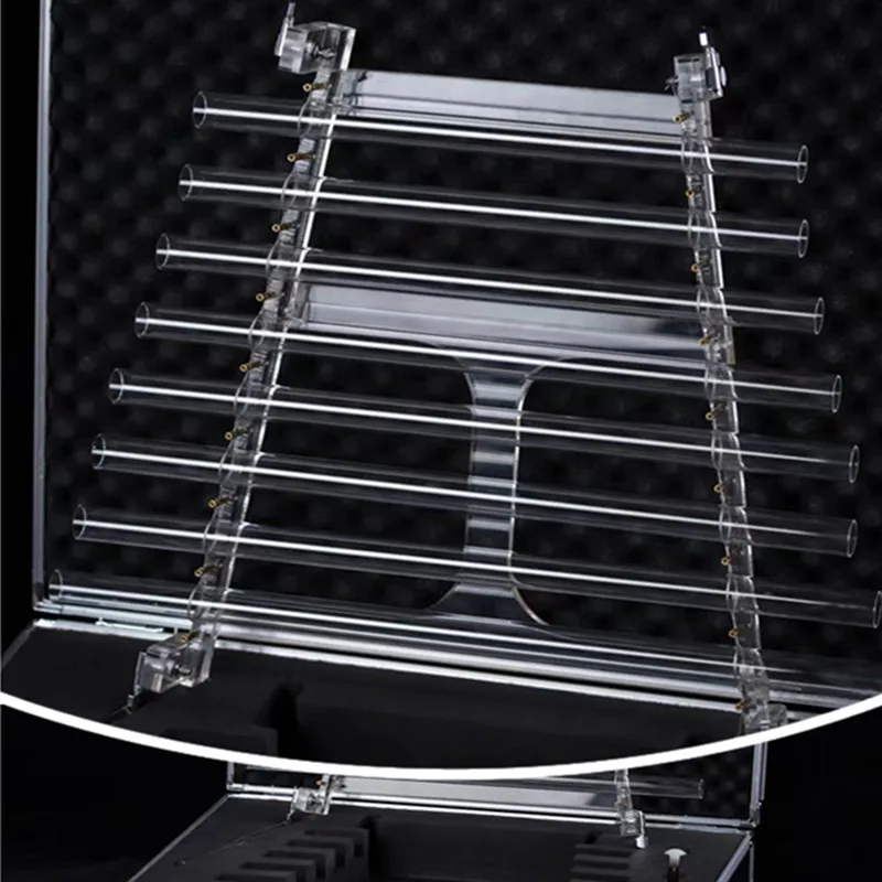 440hz/432hz 8 Tubes Note CDEFGABC Clear Quartz Crystal Singing Harp with Alumina Alloy Box