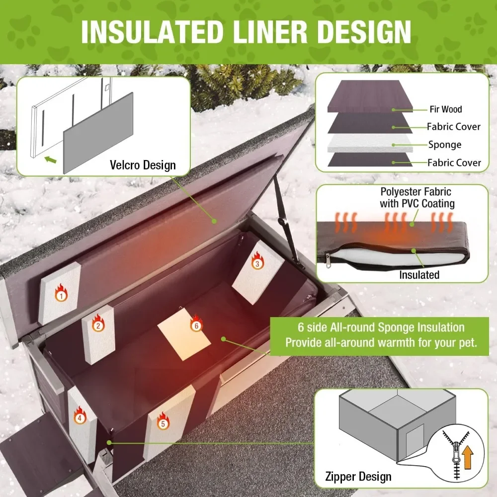 Cat House Outdoor Insulation Feral Kitty Shelter with Insulated Liner for Winter Waterproof Heated Cat Condo