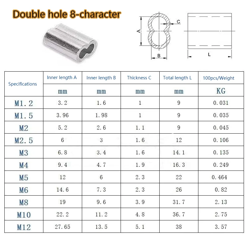 Mandrin en aluminium à trou unique rond pour câble métallique, manchon en aluminium, clip à trou nar, compétitif SO, mandrin rapide, nouveau, 5-500 pièces