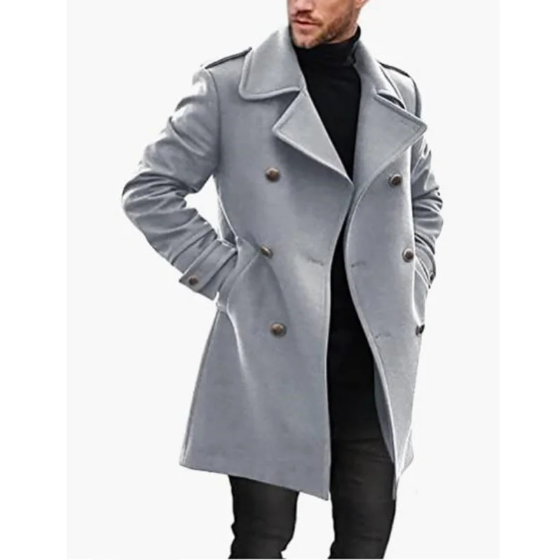 Fashion Men's Jacket Overcoat With Slim Casual Male Clothes Trench Coat Double-Breasted Lapel Long Sleeve Men's Clothing