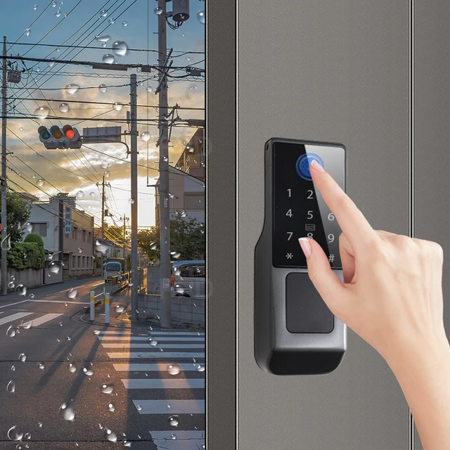 Tuya APP WIFI Version Built In Gateway Fingerprint Waterproof Outdoor Gate Passcode Rfid Card Keyless Smart Door Lock 2