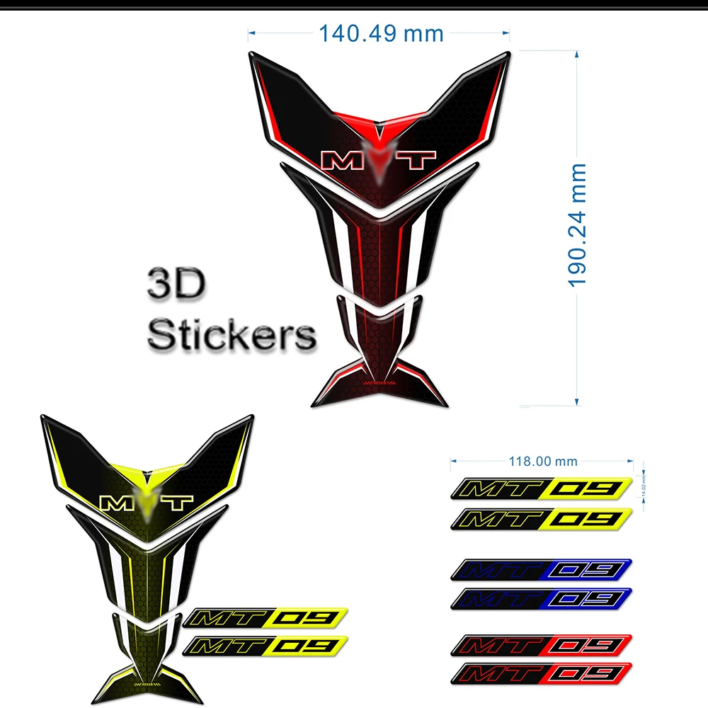 For Yamaha MT09 MT-09 MT 09 3D Stickers Tank Pad Protector Fairing Motorcycle Knee Accessories Decal Fuel 2016 2017 2018 2019