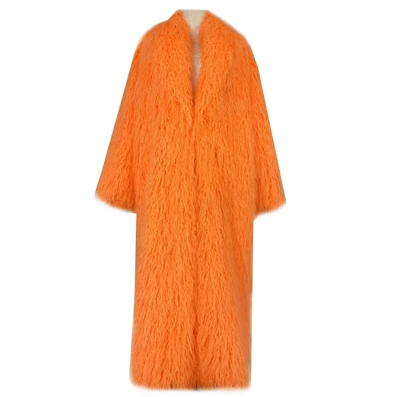 

Lapel Fur Coat Woman Winter Long Plush Jacket Ladies 2023 New in Outerwears Female Faux Lamb Women Fluffy Teddy
