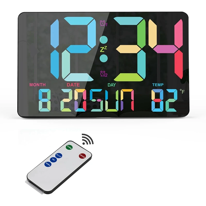 

Цифровые настенные часы, 10,98 дюйма, цифровой будильник, большой дисплей с температурой, автоматическая регулировка яркости, простой в использовании календарь