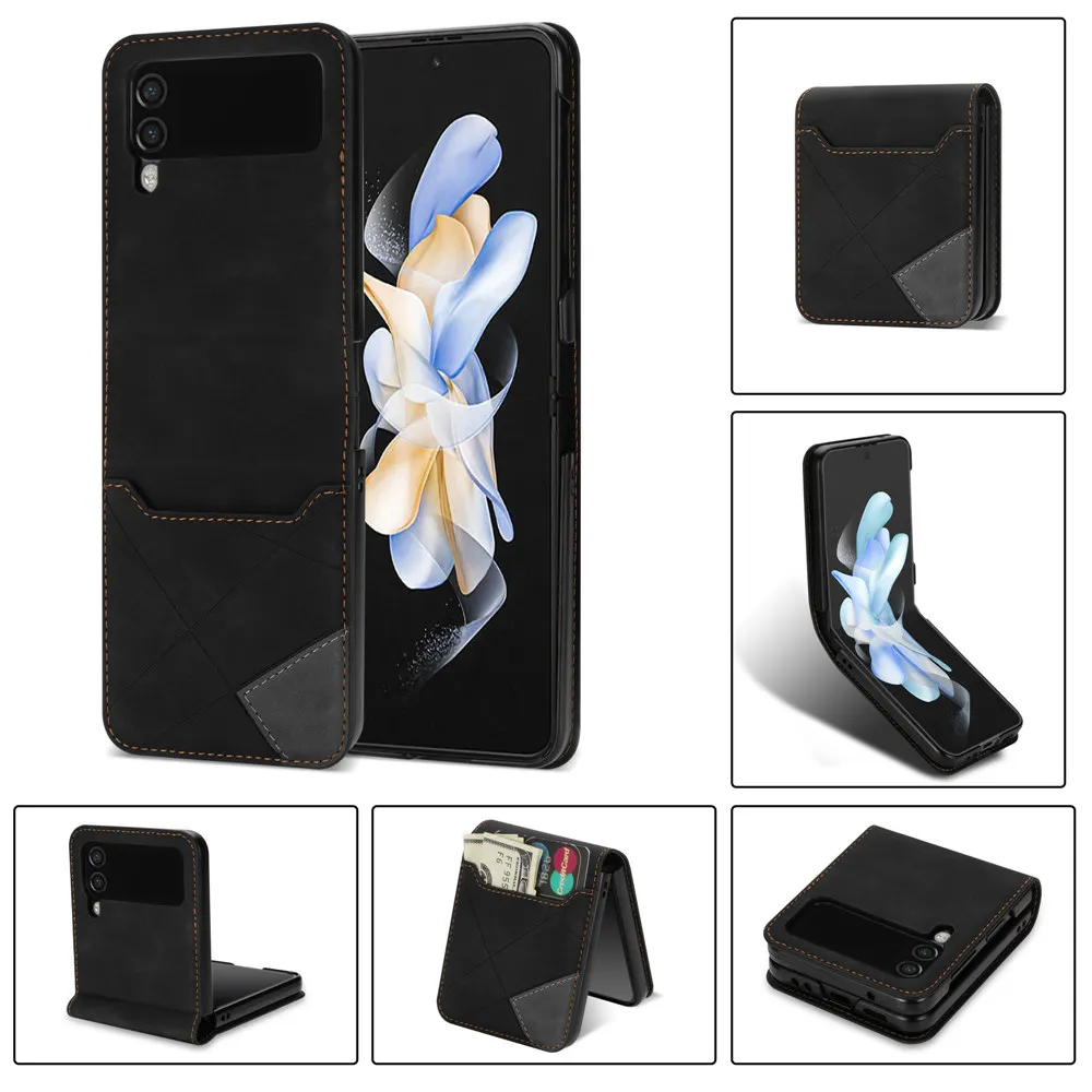 Elegant Splicing Line Leather Wallet Phone Case with Credit Card Slots